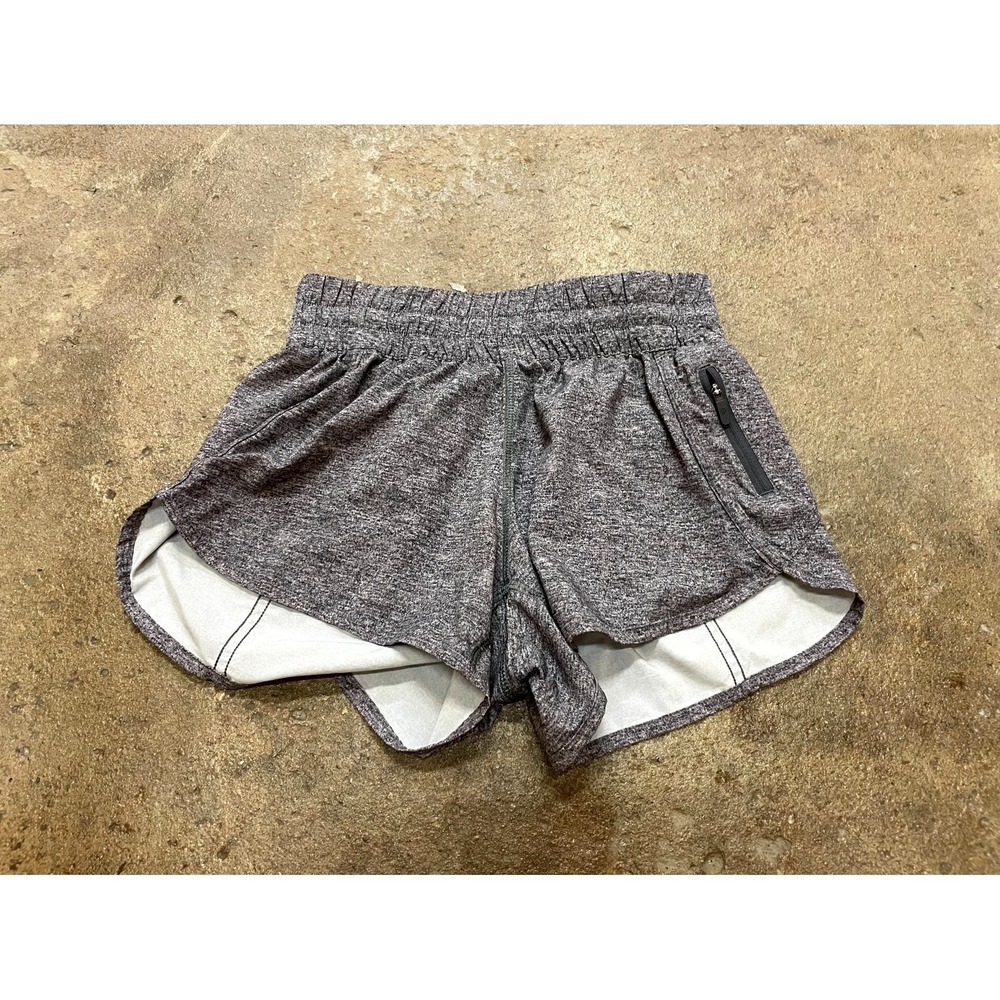 Lululemon Tracker Shorts Womens‎ 4 Heathered Grey Elastic Waist Running Jogging